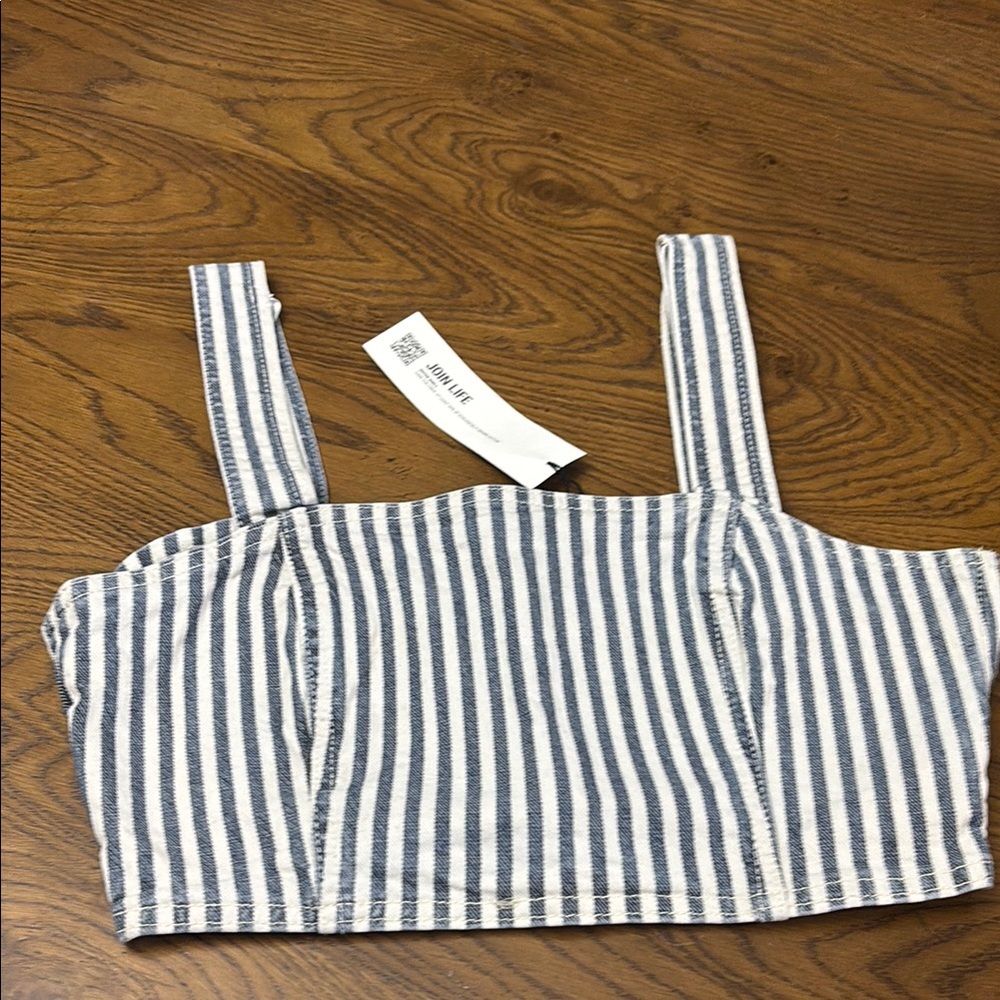 BNWT ZARA Denim Striped Crop Top
